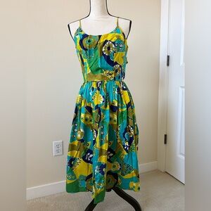 Vintage Sun Fashions of Hawaii Floral Dress Woven Cotton Bold Flower Sleeveless